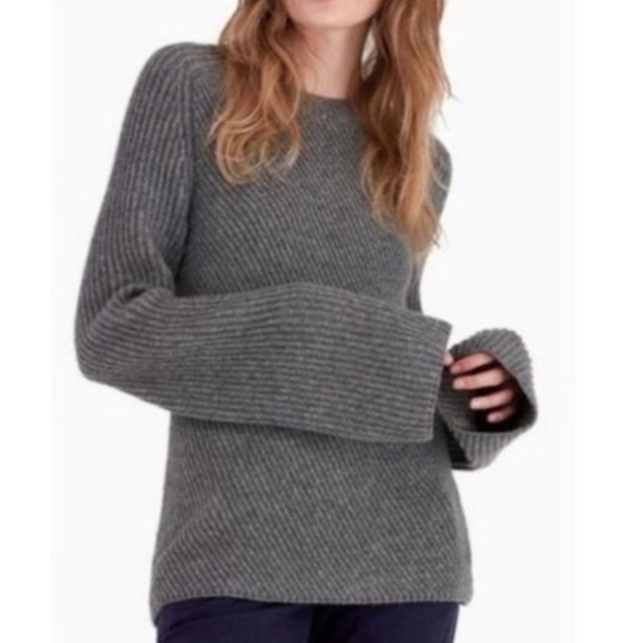 ALC Gray Ribbed Fine Merino Wool & Camel Hair Sweater - Picture 1 of 11